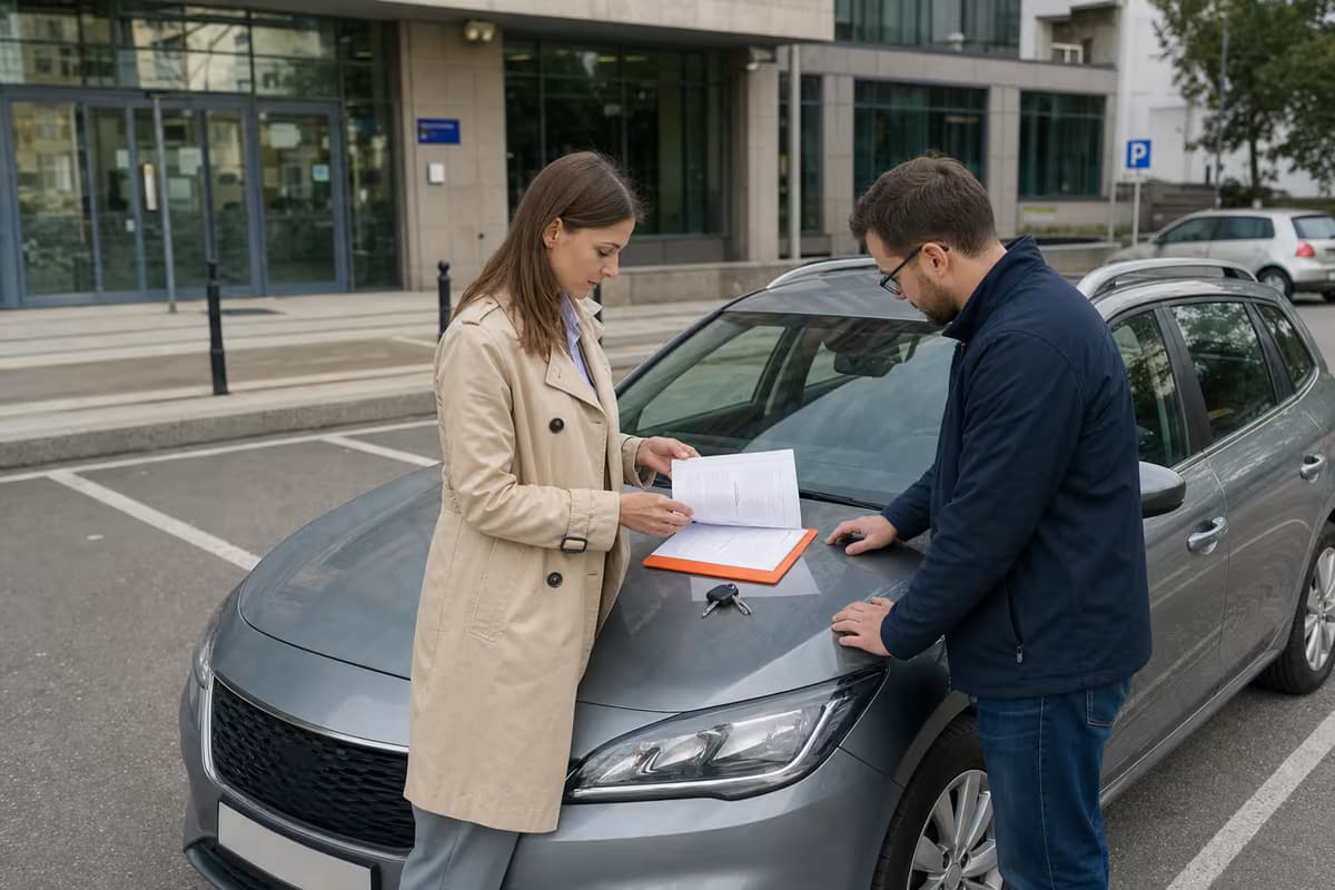 Sprzedający i kupujący bezpiecznie przekazują samochód po podpisaniu umowy